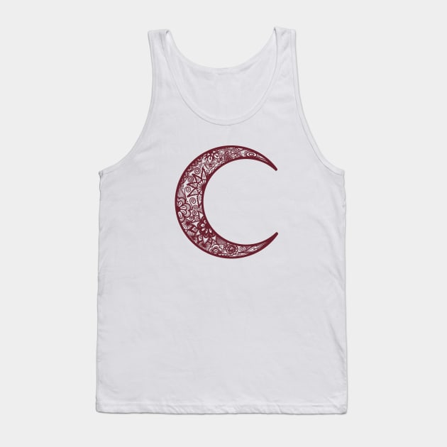 Red Henna Crescent Moon Tank Top by Tilila